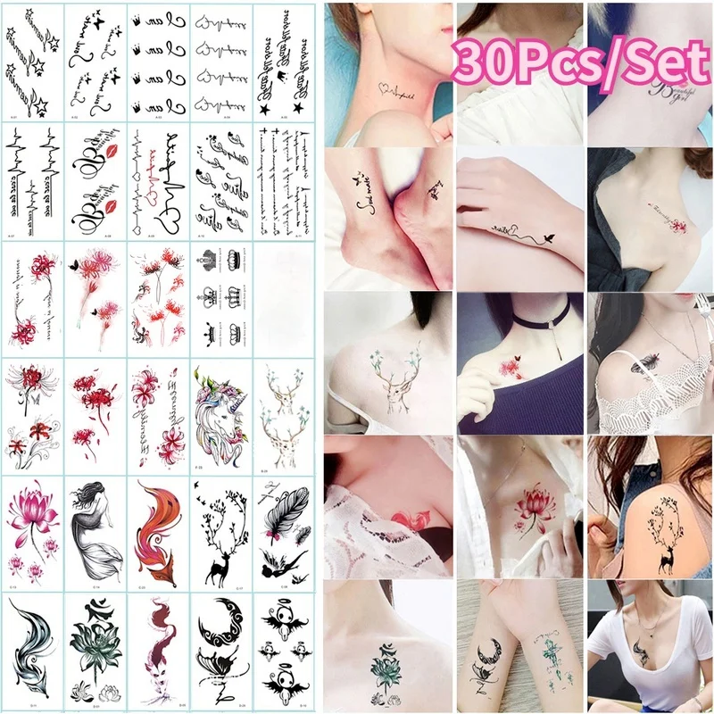 

30 шт./набор, водостойкие татуировки для мужчин и женщин, 5,7x9,7 см