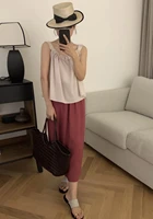 pink neck suspender vest womens korean version new summer loose thin round neck commuter versatile sweet shirt