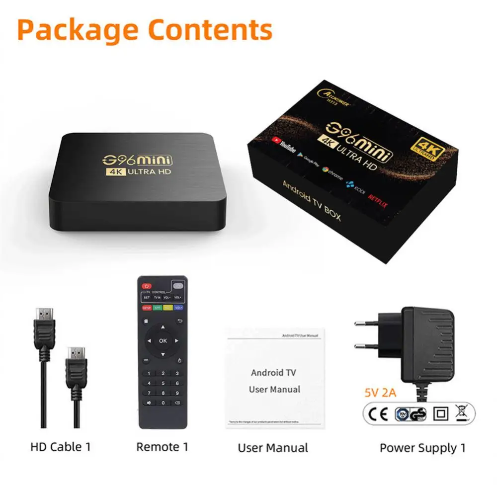 

G96 Mini Smart TV Box H.265 USB 2.0 Media Player Android 11.0 H313 Quad Core Set Top Box 2.4G WIFI 4K TV Receivers HD Video Home