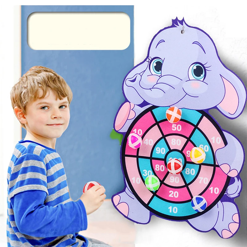 

Sticky Ball Dartboard Set Cartoon Animal Dart Board Target Sports Game Interactive Toy Outdoor Indoor Toy for Children 2-6 Years