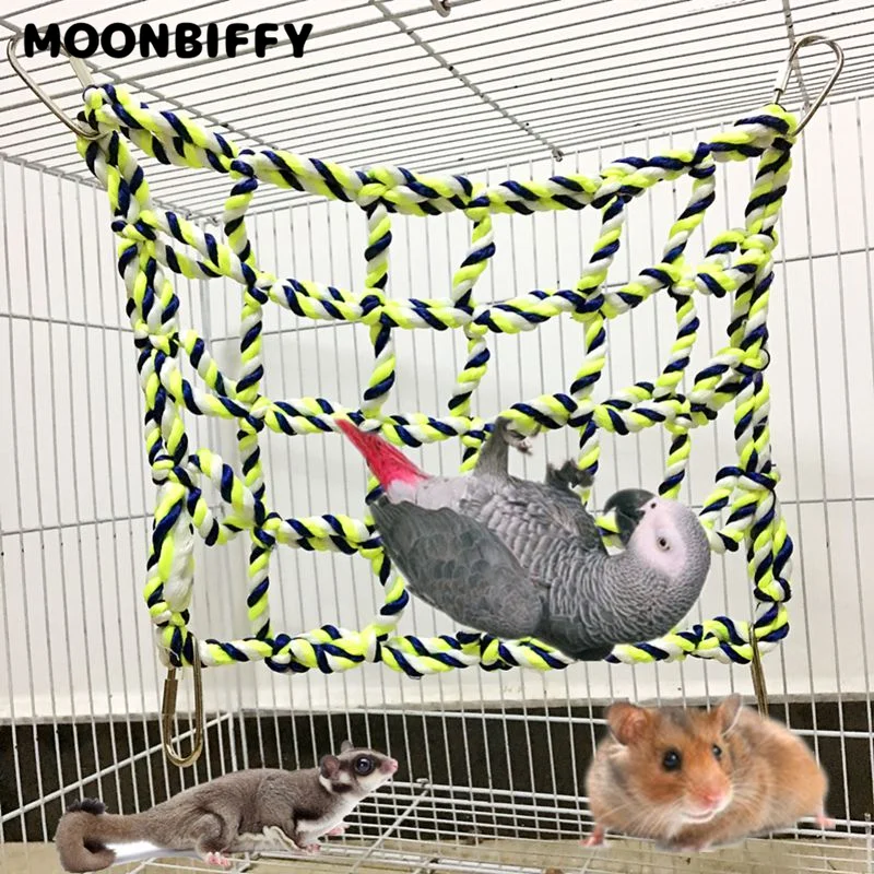 

Pet Climb Net Parrot Hamster Squirrel Toys Nylon Rope Hanging Ropes Stand Net Swing Play Rope Ladder Buckles Bird Accessories
