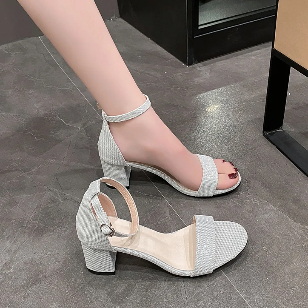 Женские сандалии новинка 2024 летние модные на высоком каблуке с открытым носком