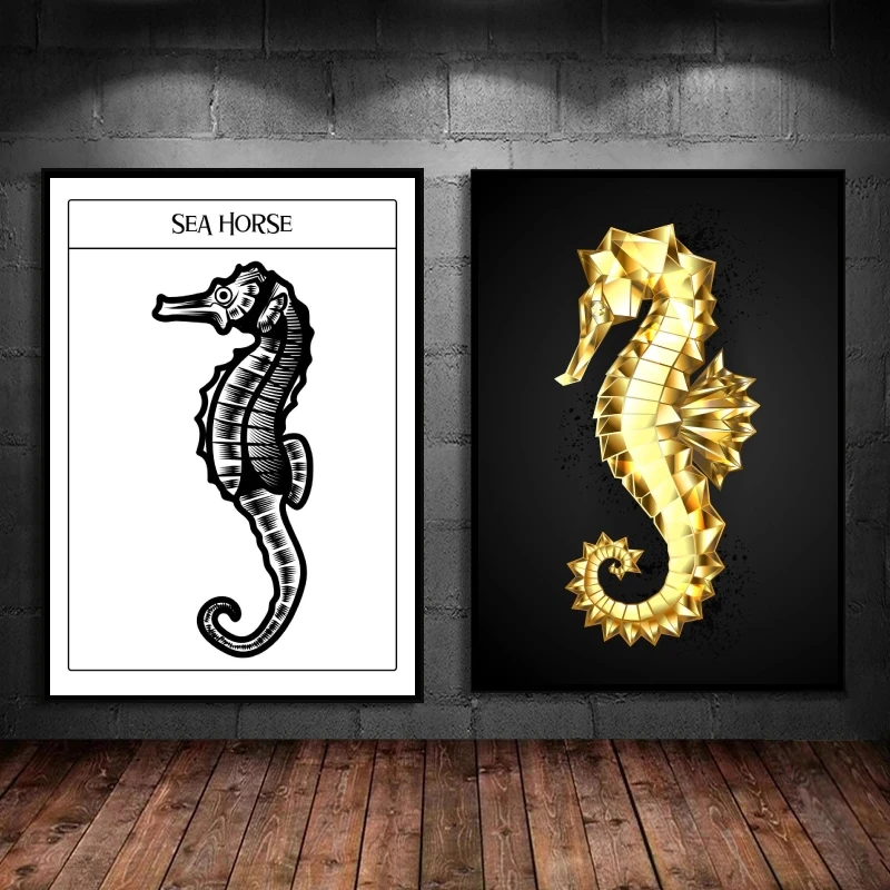 

Canvas Artwork Painting Sea Horse Portrait Picture Children's Bedroom Decor Gifts Comics Pictures Decorative Aesthetic Poster