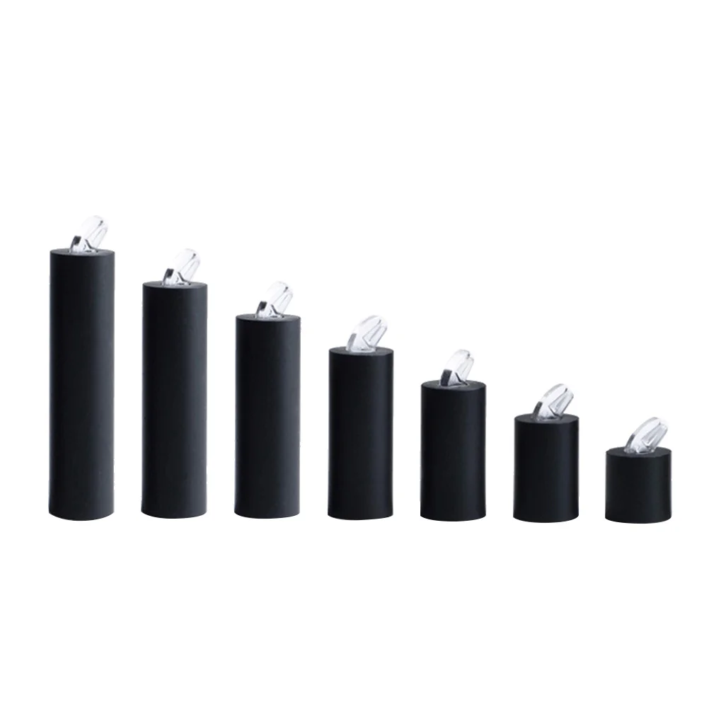 

7 pcs Ring Stands Set Cylinder Design Black Acrylic Ring Holder Jewelry Organizer for Shop