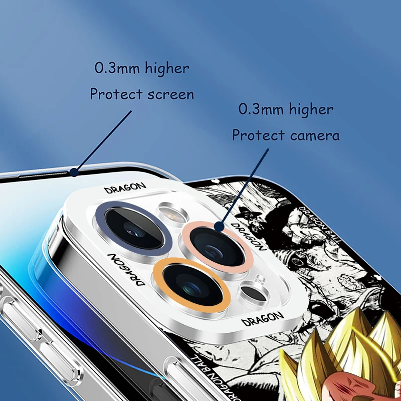 Чехол для телефона с Аниме D-Dragon Ball Son Goku iPhone 15 14 13 12 11 Mini XS XR X Pro MAX 8 7 Plus прозрачный