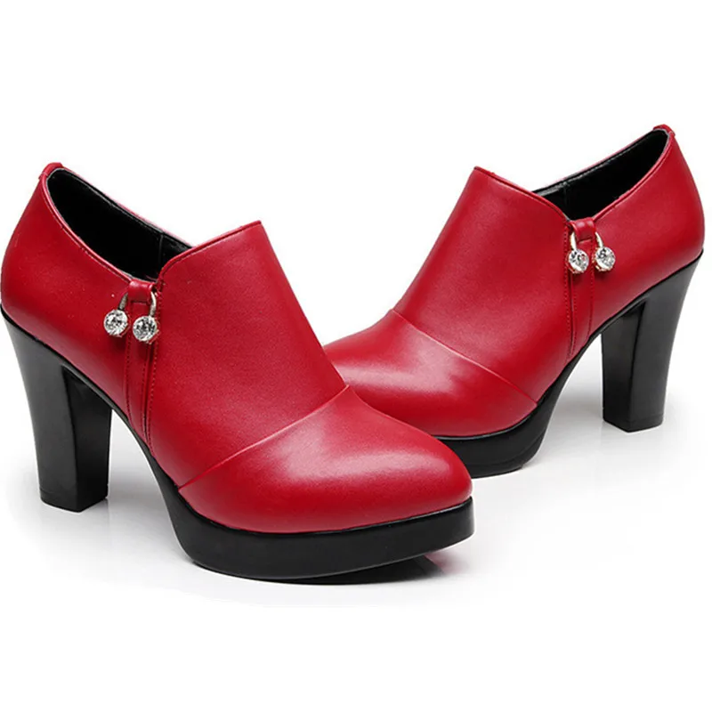 Deep Mouth Split Leather Shoes Woman High Heels 2023 Autumn Pointed Toe Pumps Women Office Shoes Small size 32 43