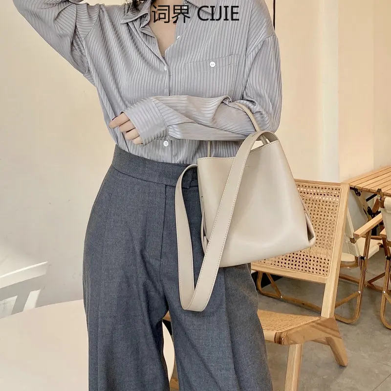 

CIJIE New Tote Bag Women's Leather Shoulder Textured Portable Bucket Bag Shoulder Messenger Bag for Women