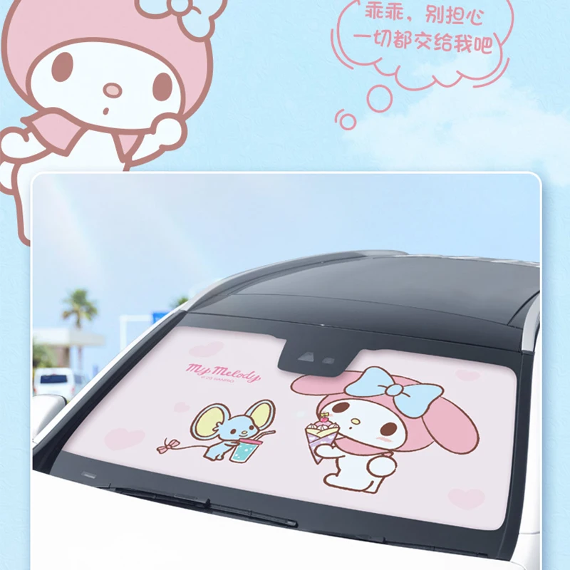 

Новинка 2023 Sanrio Cinnamoroll My Melody 4 шт. автомобильный Зонт солнцезащитный Теплоизоляционный солнцезащитный козырек мультяшный милый автомобильный козырек подушка