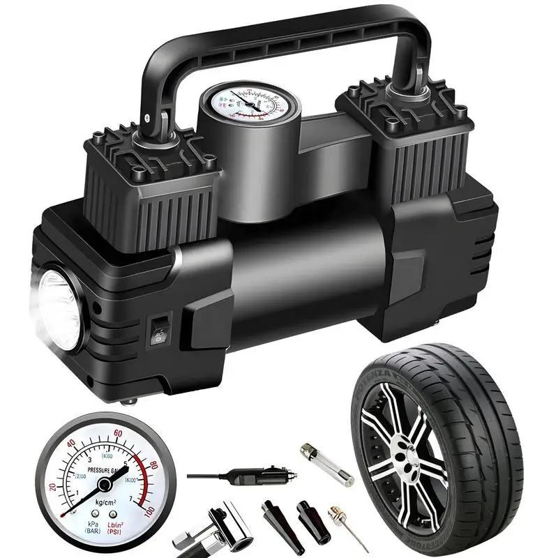 High Power Car Air Pump With Digital High Pressure Gauge And Led Light For Auto Accessories