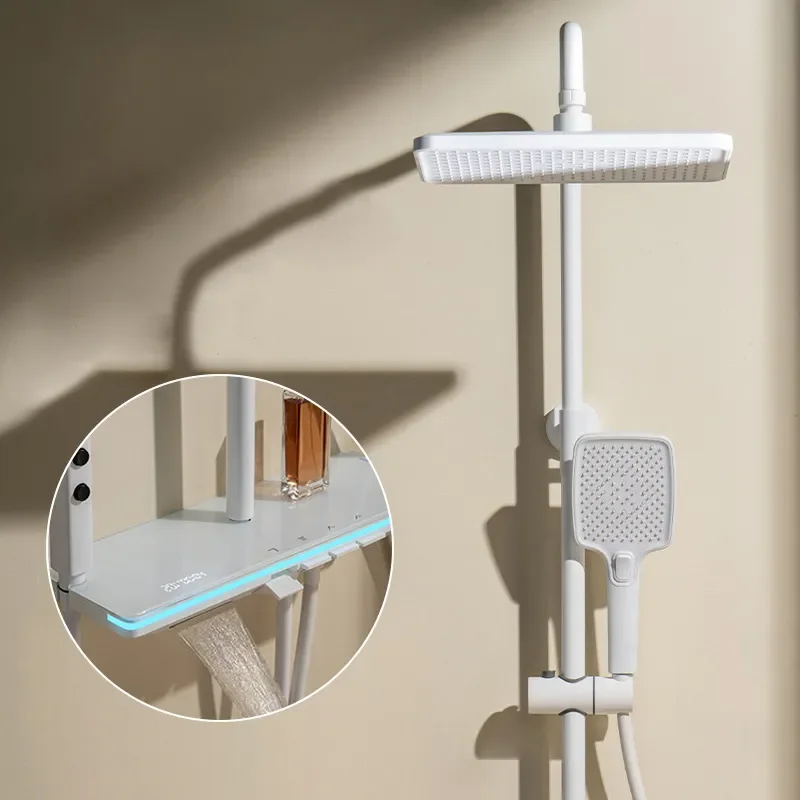 

Душевая система с пианино-кнопкой для ванной комнаты, современный душевой набор из латуни и стекла, с цифровой дисплеем