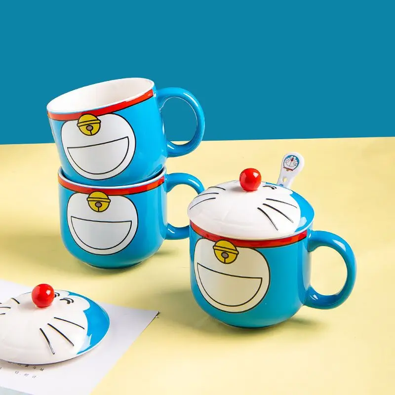 480 мл аниме Doraemon косплей керамическая чашка с крышкой милая пара кофейная для