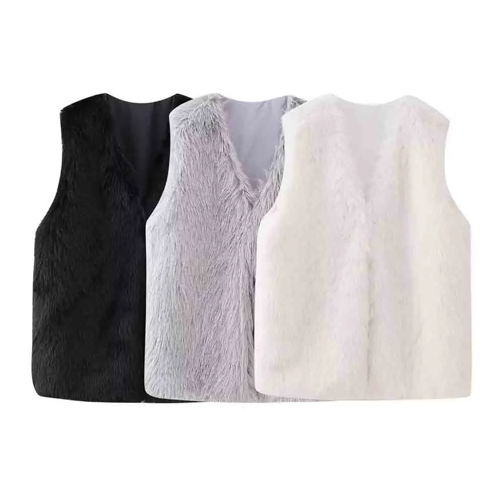 

Женский жилет TRAF осень-зима модная новинка без рукавов с V-образным вырезом повседневное пальто женский шикарный элегантный Мао жилет Mujer