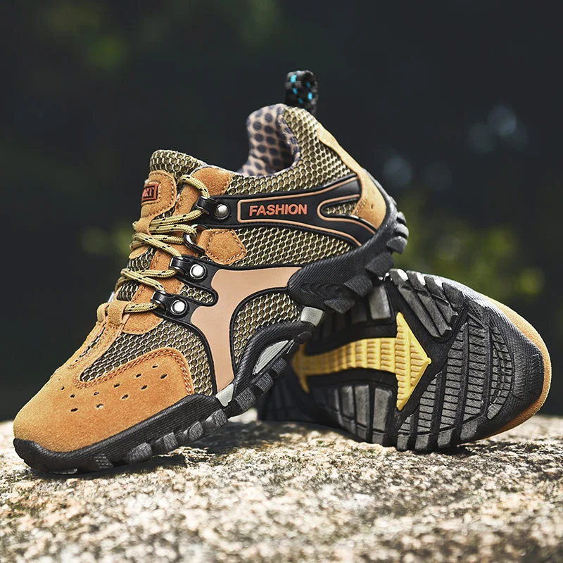 

Men's Spring Autumn Leather Splicing Mesh Large Size Casual Sport Shoes Comfortable Breathable Outdoor Mountaineering Shoe 38-46