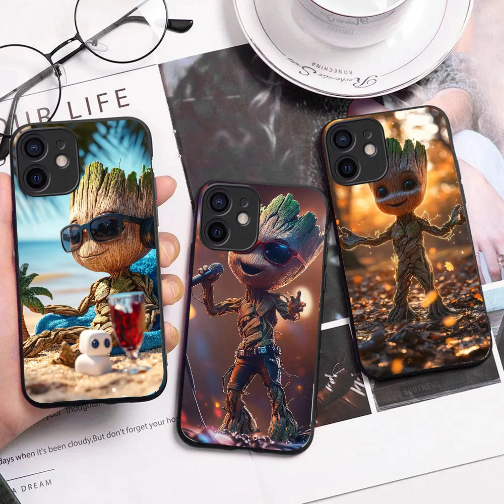 Черный силиконовый чехол WBA-22 Marvel Groot для Xiaomi 11t Mi 10 10t 9t A2 A3 S2 Poco X6 Note Pro Lite