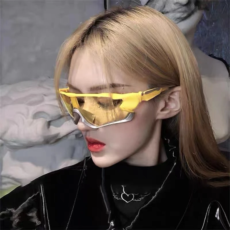 

2022 Trendy Cool Yellow SPORT Sunglasses Men Women Retro Punk Cycling Trendy Sun Glasses for Male Shades Goggle Outdoor Y2K