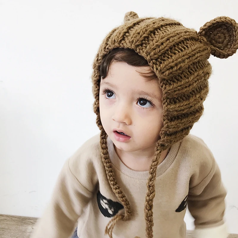 

Милая мультяшная детская мягкая Тёплая вязаная женская шапка однотонная шапка для малыша шапочка Детские шапки