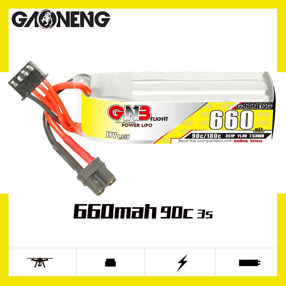 GAONENG GNB 660 мАч HV 3S 90C 180C 11 4 в XT30 литий-полимерный аккумулятор Beta75X Cine Whoop Mini Micro FPV от 1 6