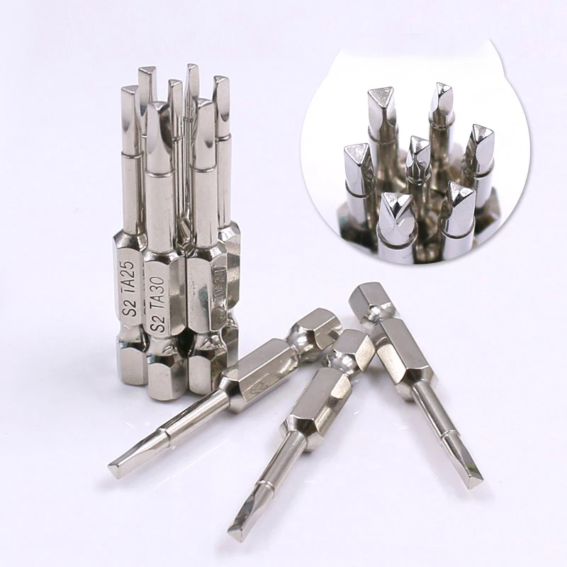 

6pcs 1/4 Handle S2 Steel Magnetic Stiffened Triangular Screwdriver Head Pneumatic Electric Screwdriver Head Screwdriver Tip Tool