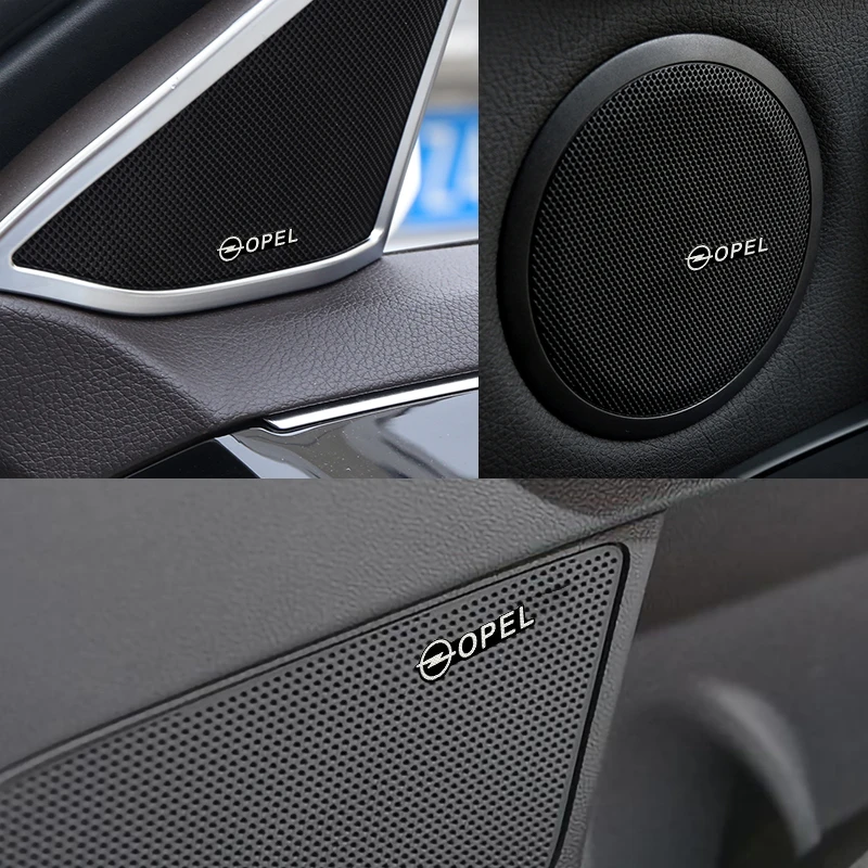 

3D Aluminum Car Styling Badge Emblem Interior Speaker Audio Stickers for Opel Astra H J G K Insignia Corsa Zafira Vectra Antara
