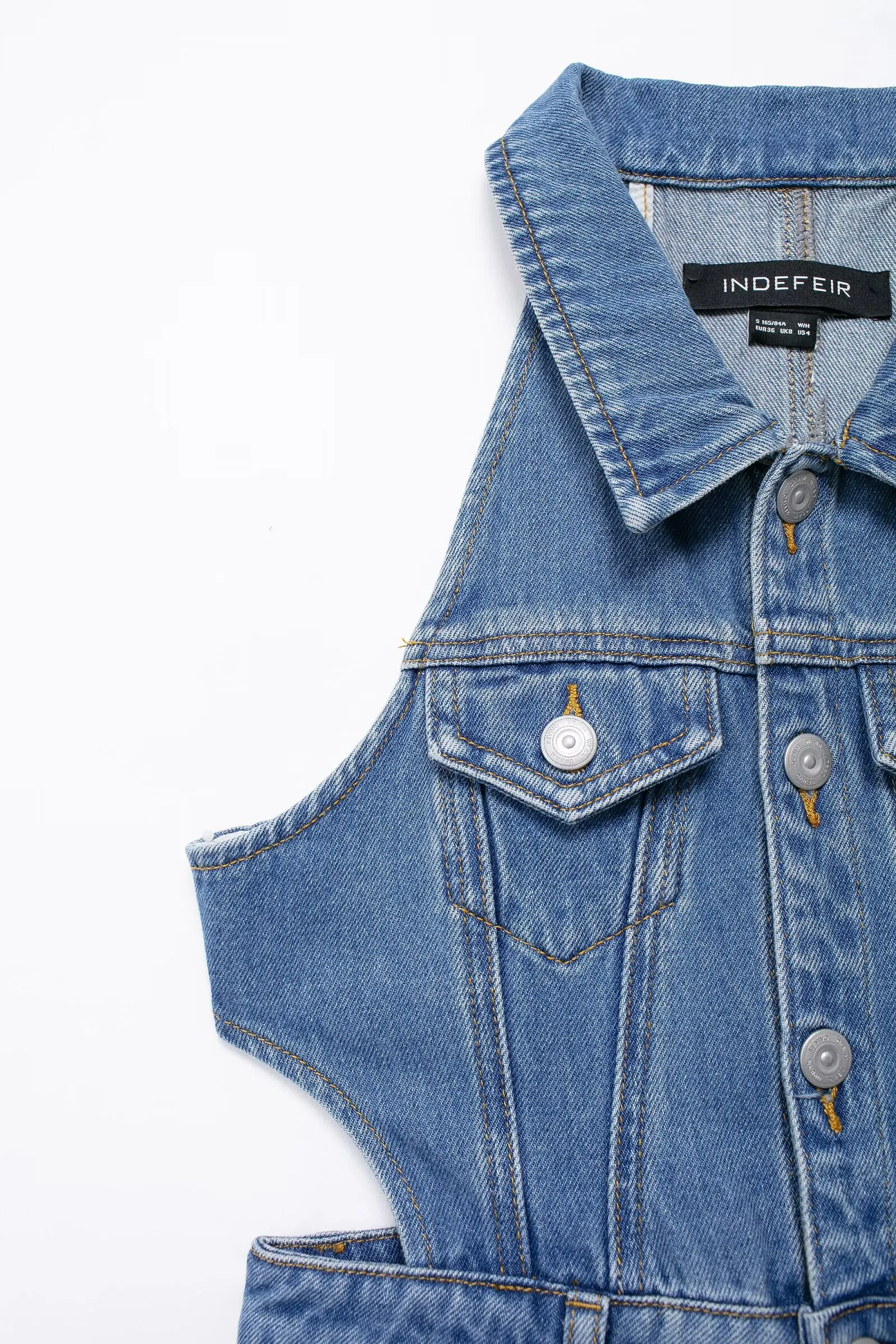 Женское джинсовое платье для отпуска TRAFZA однобортное длинное с вырезами