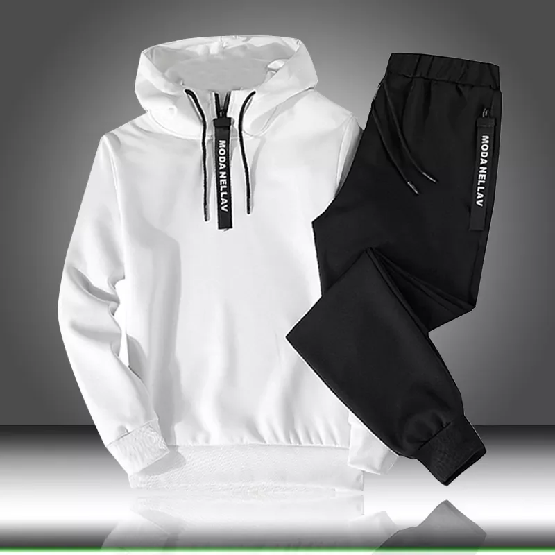 

Sets Tracksuit Men Autumn Winter Hooded Sweatshirt Drawstring Outfit Sportswear 2022 Male Suit Pullover Two Piece Set Casual