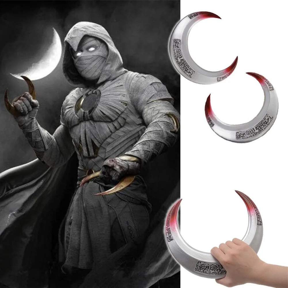 

2022 Movie Moon Knight Marc Spector Cosplay Mask Moon Shape Knife Weapon Prop Superhero Halloween Cosplay Model Accessories Gift