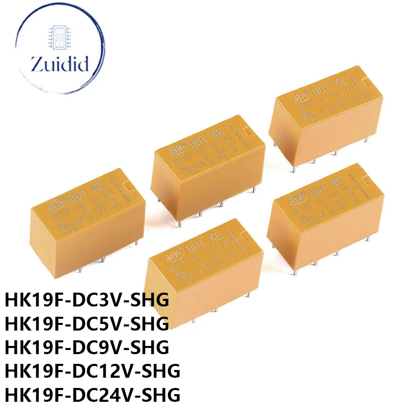 5/2 шт., реле для телефона HK19F 3V 5V 9V 12V 24V 8PIN 2A