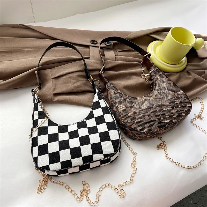 

Leopard Print Shoulder Bags Women 2022 New Plaid Bags Luxury Handbags Fashion Printed PU Leather Tote Bags