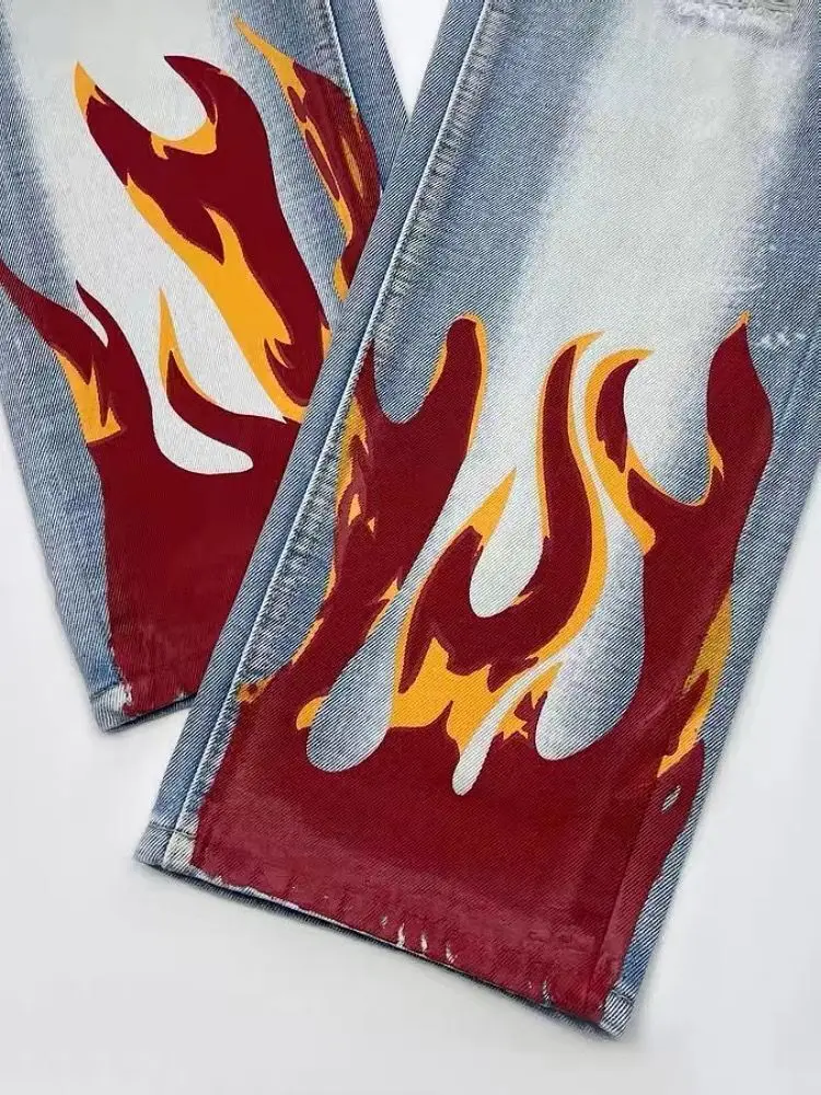 Jeans 2022 Summer New Washed Large Size Ripped Jeans Men And Women Hip-hop Personality High Street Style Straight Trousers