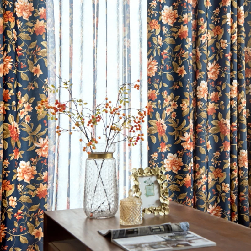 Циркуляционные шторы в европейском стиле для спальни с принтом ретро