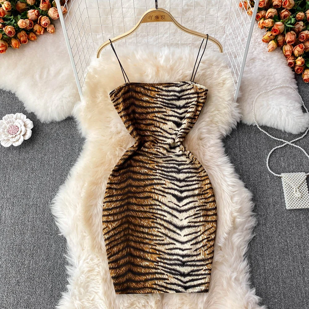 

Платье на бретельках с леопардовым принтом, облегающее вечернее платье для женщин, модная летняя одежда 2022, сексуальные Клубные наряды без ...