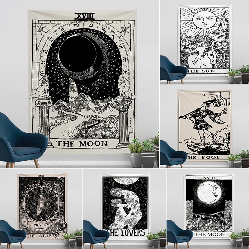 

Tarot Card Art Tapestry Psychedelic Scene Home Decoration Hippie Bohemian Decoration Divination Wall Hanging Cloth