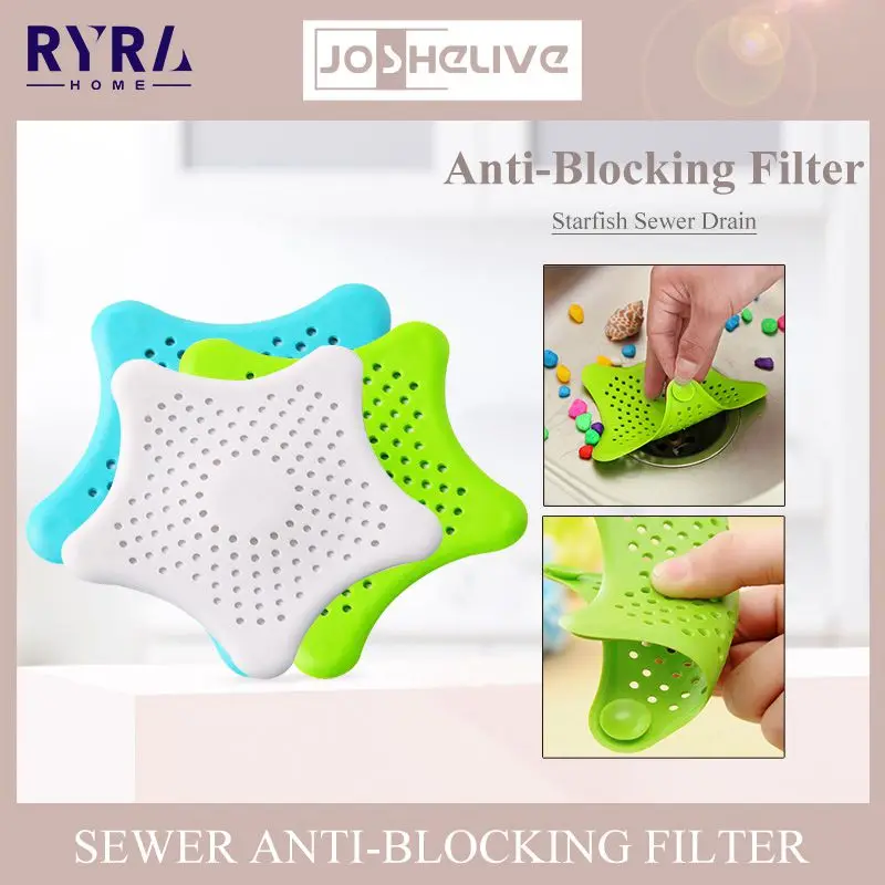 

Bath Sink Strainer Drain Hair Catcher Five-pointed Star Kitchen Sink Mesh Filter Bath Drain Hole Plug Bathroom Accessories
