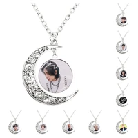 new stray kids moon pendant members kpop male group necklace glass cabochon pendants round jewelry fans gifts