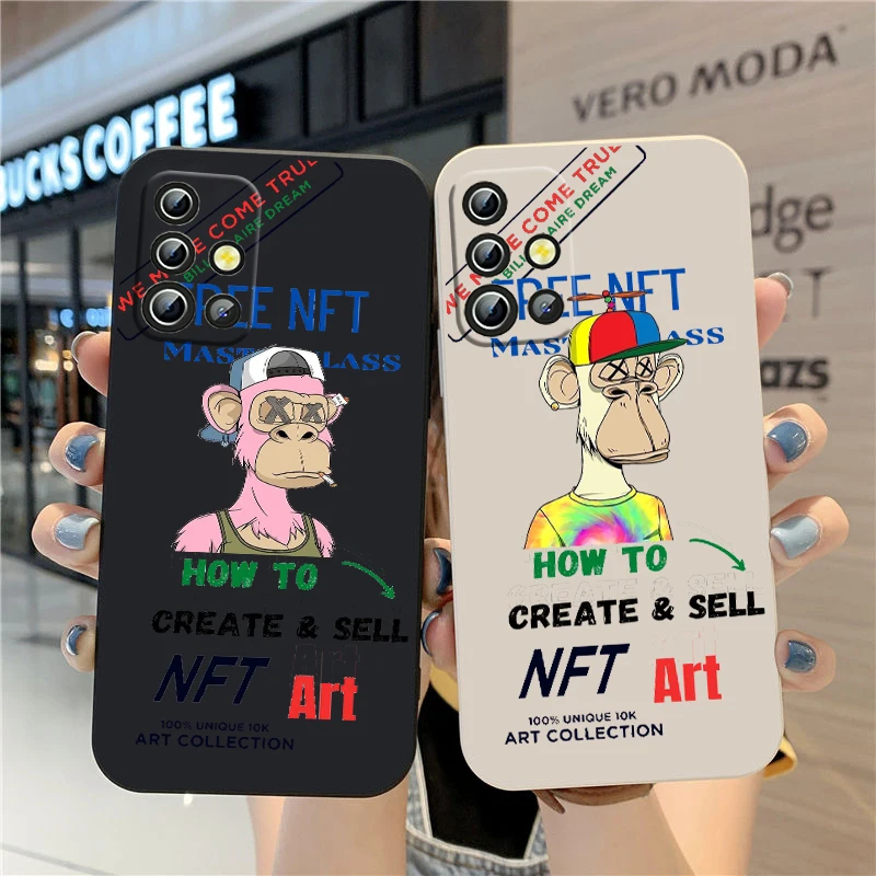 

Little Monkey NFT Cool For Samsung A04 A71 A51 A42 A41 A31 A32 A21S A12 A11 A01 A02 4G 5G Liquid Rope Phone Case