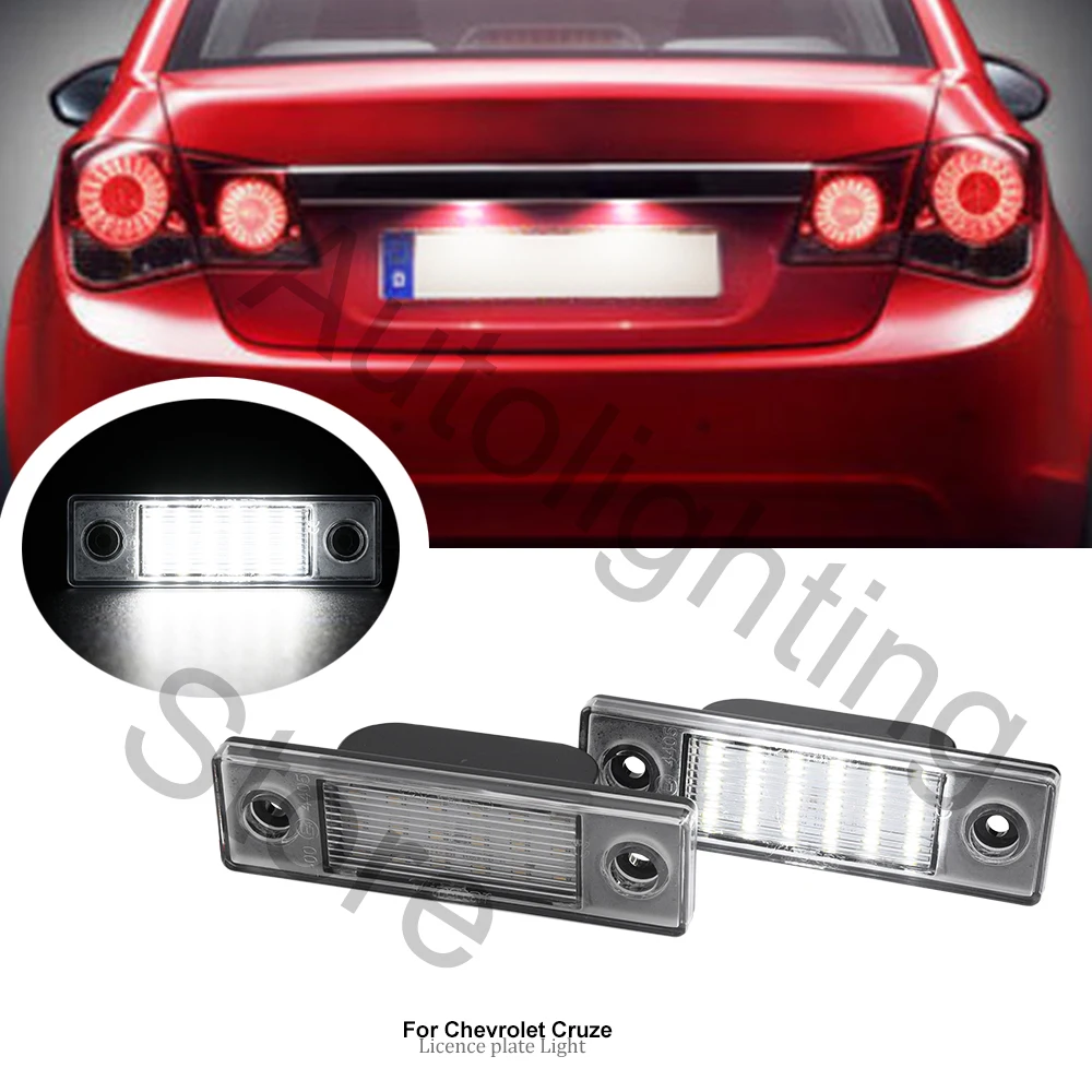 

2Pcs 18SMD No Error LED Number License Plate Light Lamp OEM Direct Fit for Chevrolet Cruze all cars 2009~ Canbus with Decoder