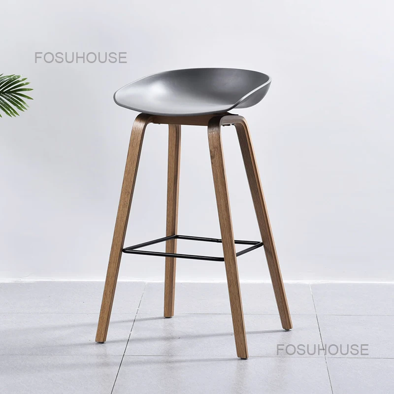 Постмодерн Барные Стулья для Кухни Мебель Нордического Лакшери Из Сплошной Древесины С Подлокотниками Дизайнерский Высокий Табурет.