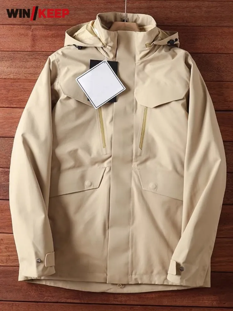 

Уличная Мужская походная куртка, съемная теплая флисовая подкладка, ветровка с капюшоном, водонепроницаемая ветрозащитная дорожная мягкая куртка для кемпинга