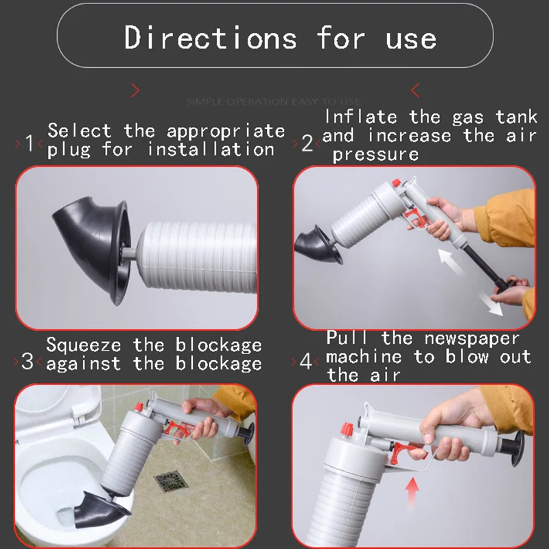 Air Power Drain High Pressure Powerful Dredge Manual Sink Plunger Opener Cleaner Pump for Bath Toilet Sewer Bathroom Accessories |