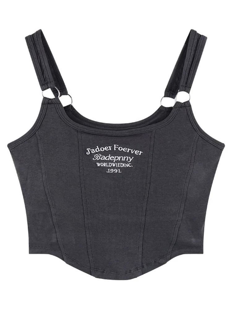 Женские майки с вышитыми буквами и подушечками для бюстгальтера повседневные Y2K