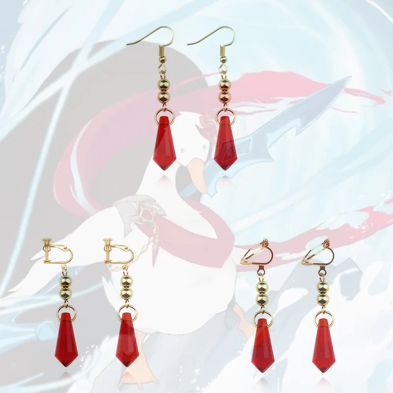 

Anime Genshin Impact Earring Jewelry Cosplay Prop Accessories Tartaglia Trendy Crystal Drop Earrings