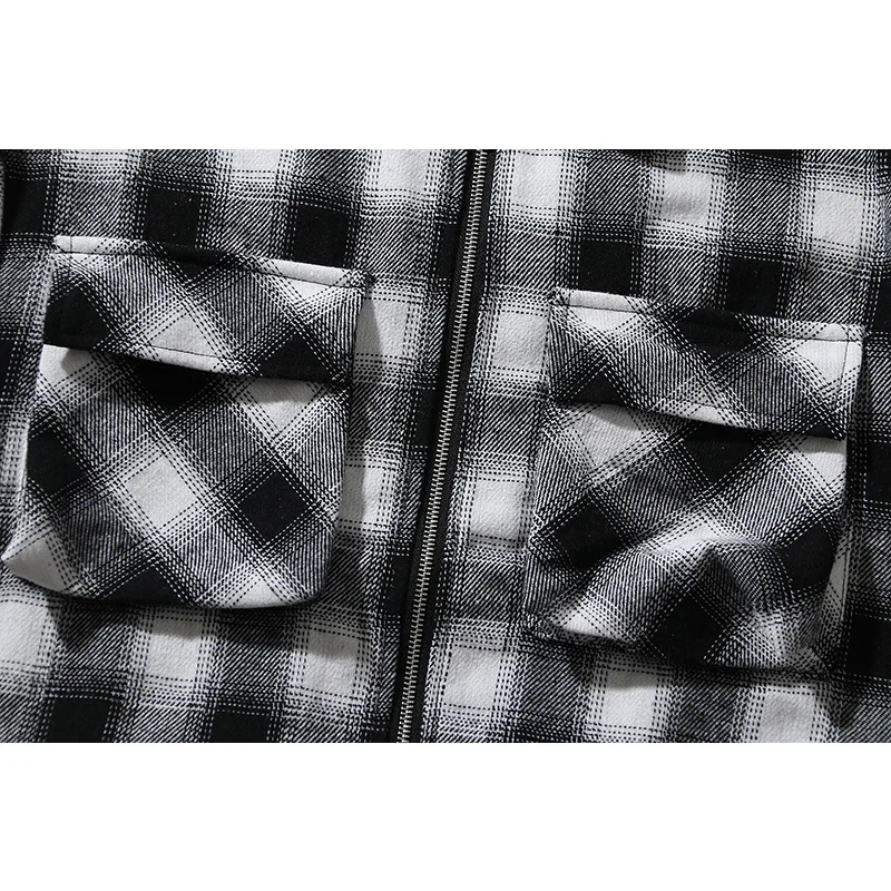 Фланелевая черно-белая винтажная рабочая одежда Askyurself Ностальгия в клетку