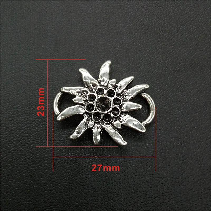 4 шт./лот античный серебряный цвет тиснение Edelweiss цветок кулон ожерелье ювелирные