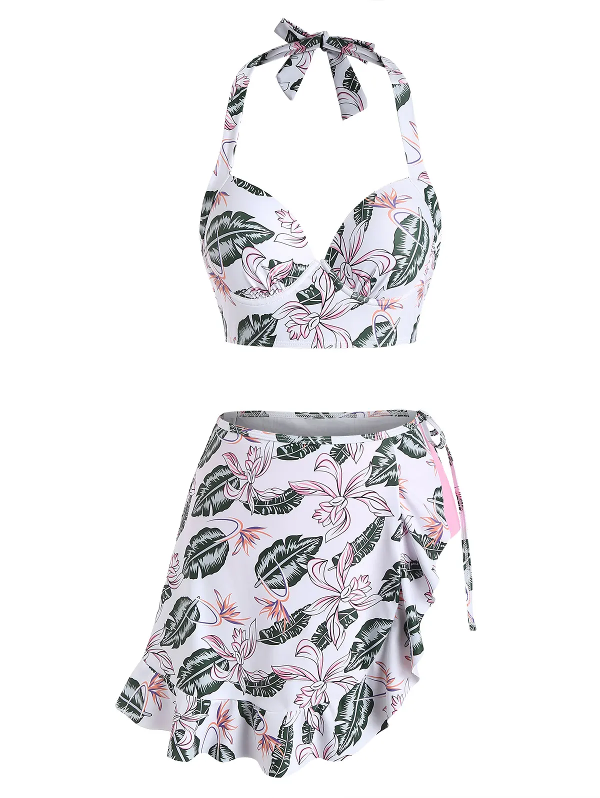 

Women's 3 Piece Tie Dye Bikini Set Swimsuit with Sarongs Cover Ups Beach Skirt Bathing Suit