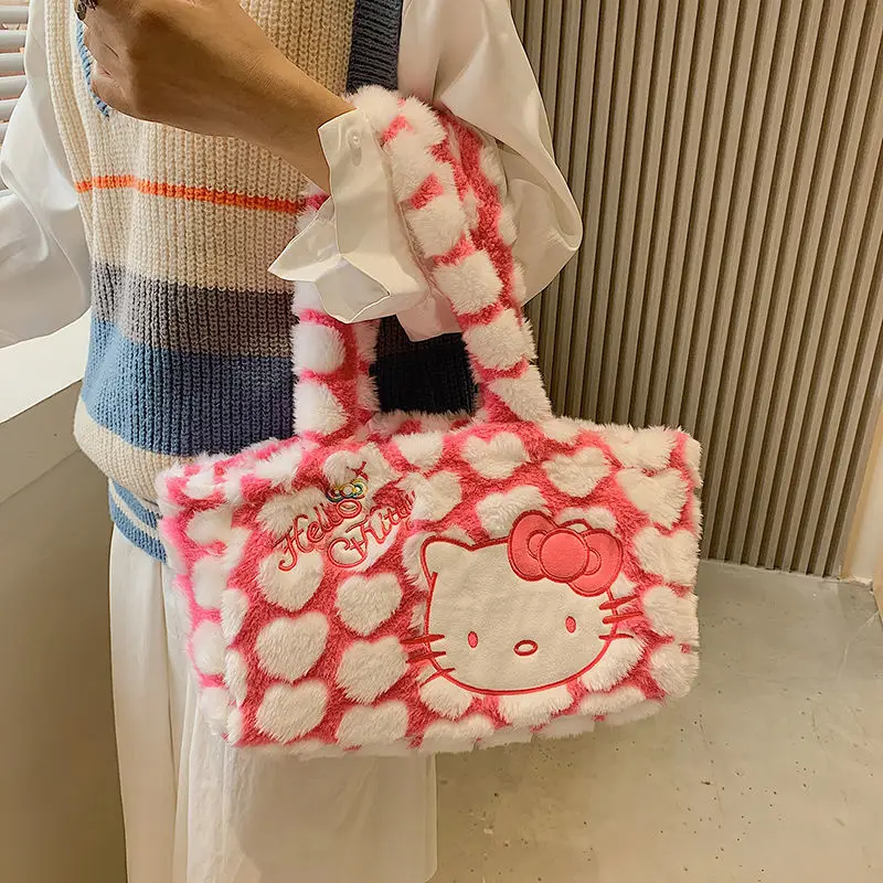 Модная дамская сумочка Hello Kitty, новинка, плюшевая сумка, молодежная и милая сумка через плечо