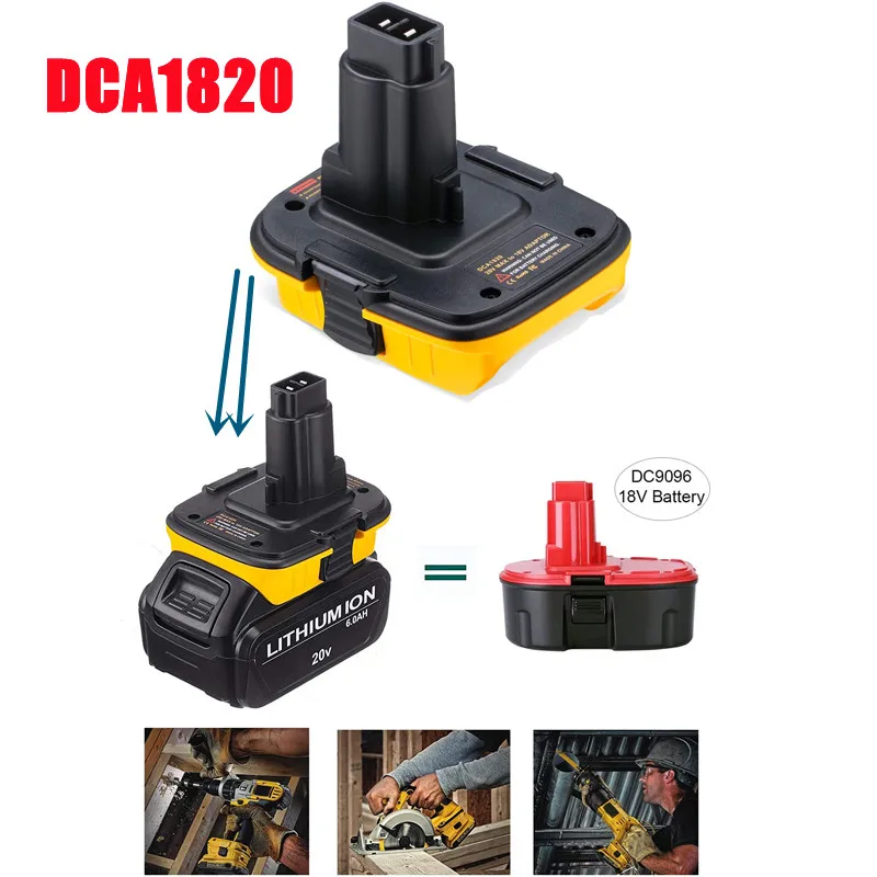 Лучший адаптер для батареи 20 в DCA1820 Dewalt 18 преобразователь литиевая батарея DC9096