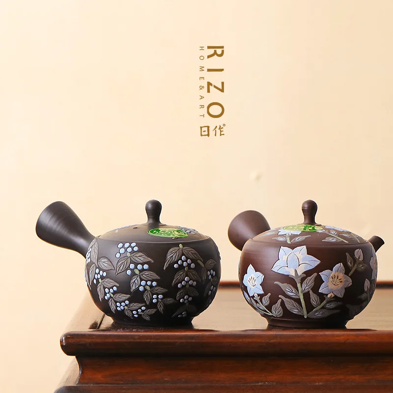 Японский импортный часто Гладкий горлящий чайник с боковой ручкой Нефритовый