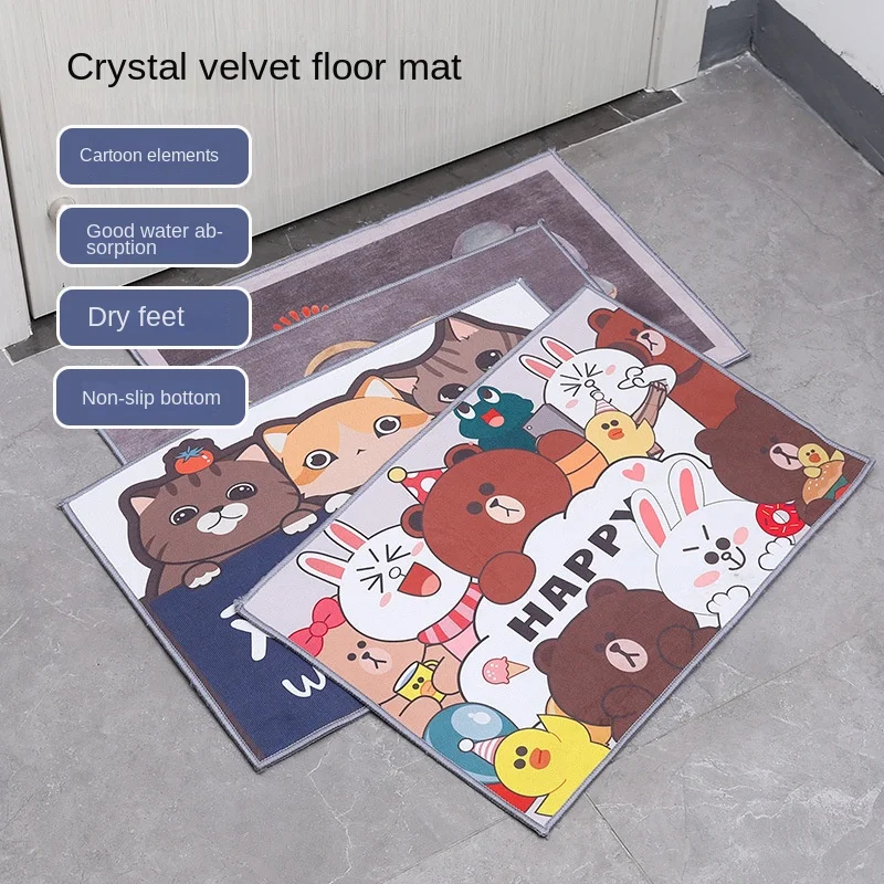 

Entrance Bedroom Carpet At The Entrance Household Water Absorbent Anti-skid Mat Bathroom Kitchen Cartoon area rug