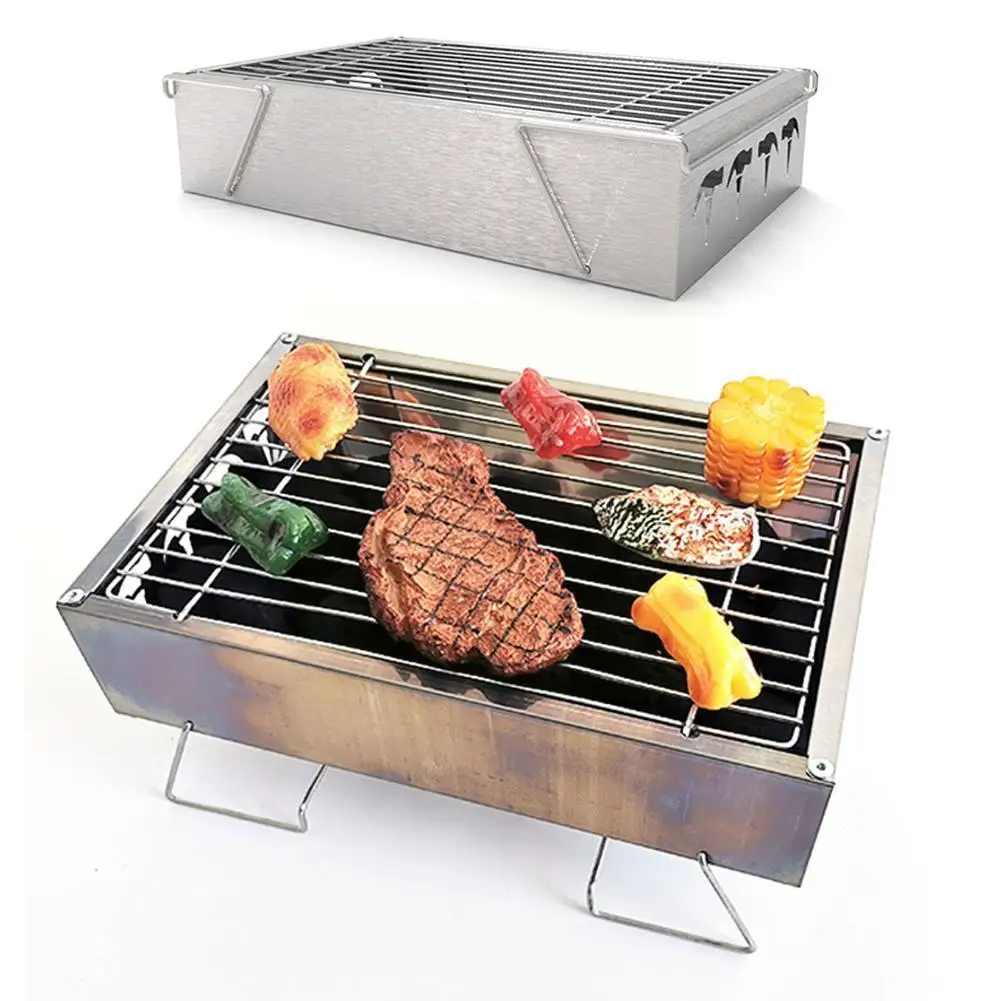 

Уличный гриль из нержавеющей стали на древесном угле, инструмент для барбекю, портативная ручка для бесплатной установки, складная решетка ...