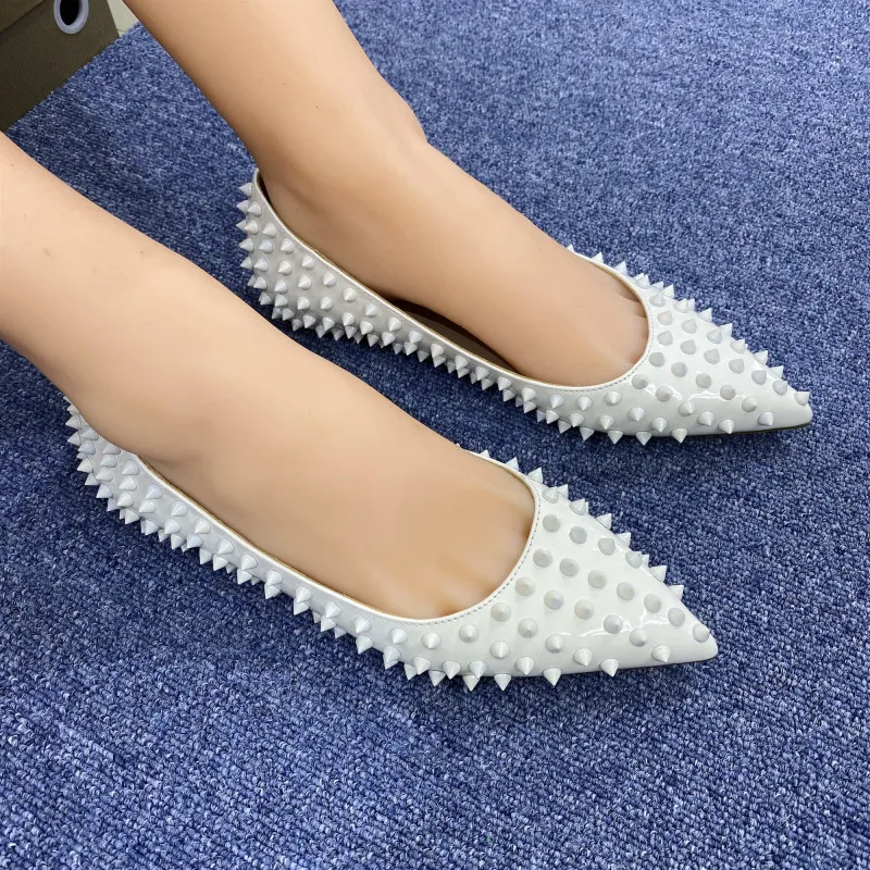 

Flats Slip on Shoes, All Spike Metal Rivets Pointy Toe Women Shoes,Comfort Loafers Candy Colors Sexy Shoes
